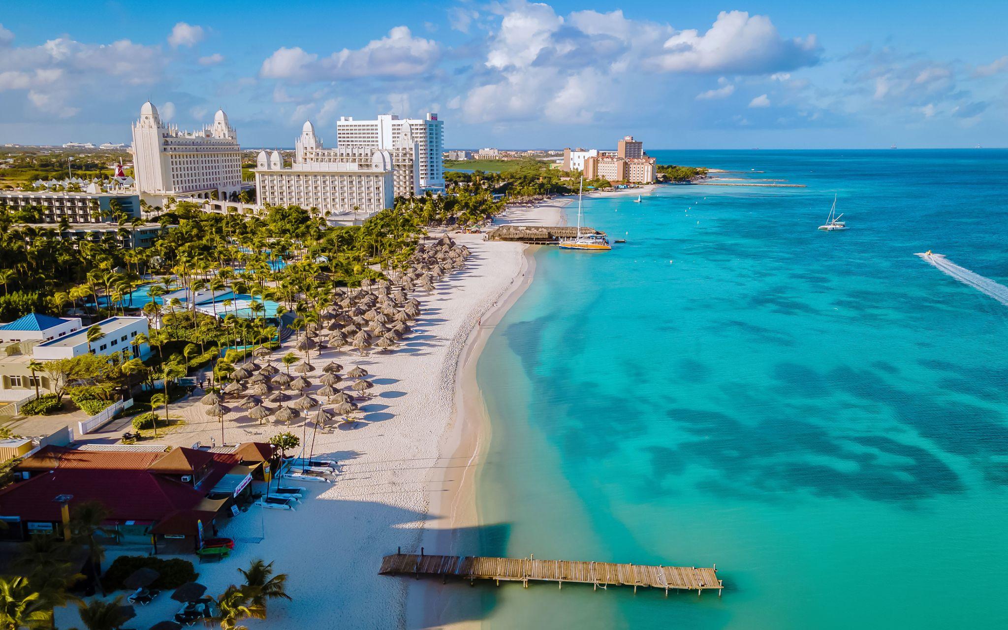Beautiful Palm beach with turquoise water in Aruba